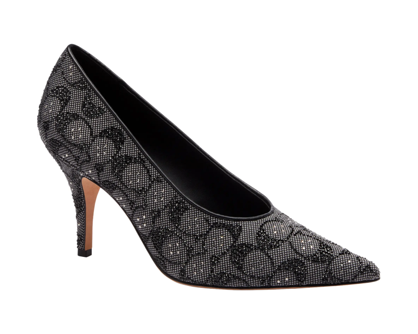 Daisy Signature Crystal Jacquard Pointed Toe Pump