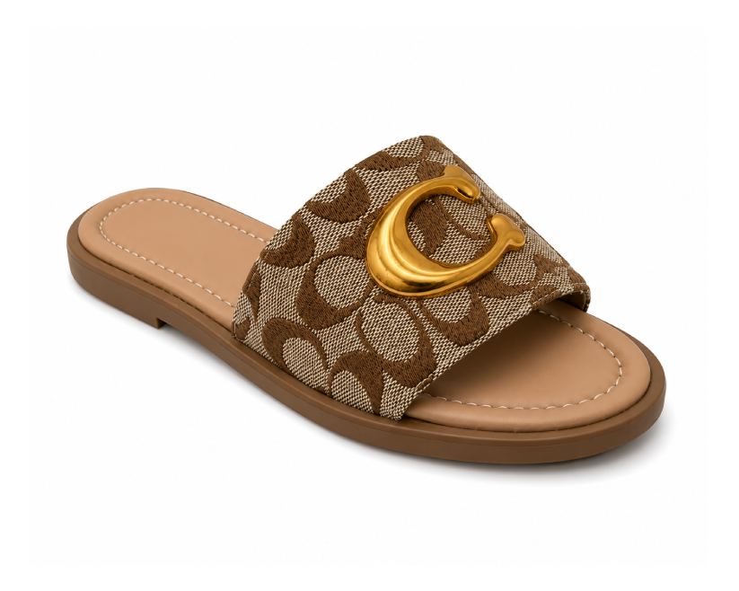 C Slide Sandal in Signature Jacquard