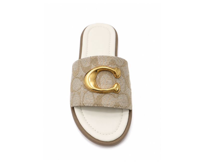 C Slide Sandal in Signature Jacquard
